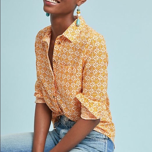 Anthropologie Tops - {Anthropologie Maeve} Petrin Button Up Top Print 6